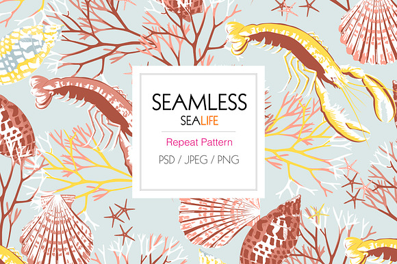 Seamless SeaLife Print Design in Patterns - product preview 6