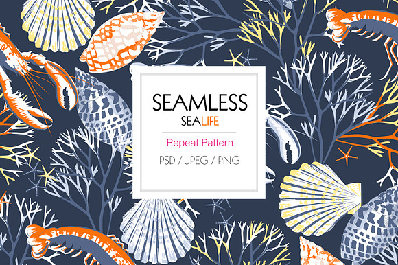 Seamless SeaLife Print Design in Patterns - product preview 7