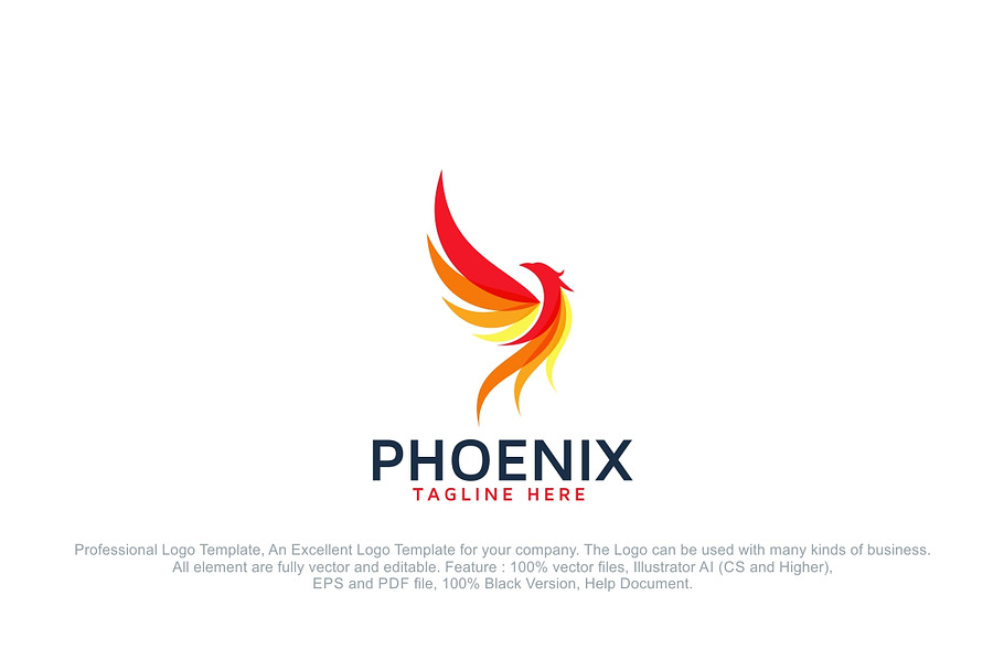 Fire Phoenix Bird Logo