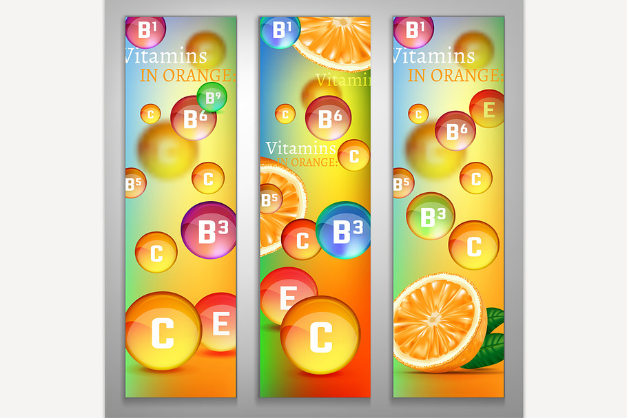 Vitamins In Orange Banners