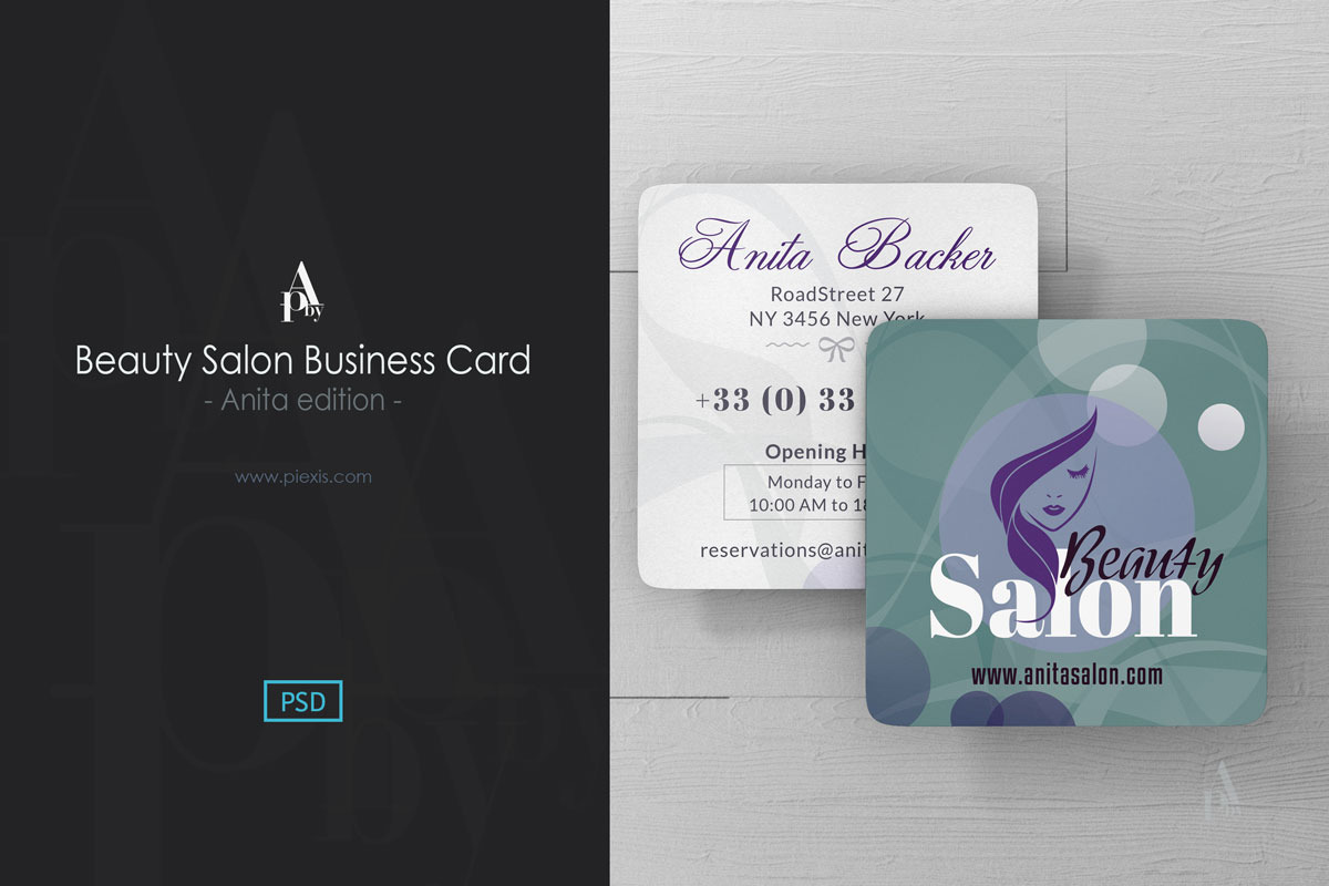 Beauty Salon - Square Business Card in Business Card Templates - product preview 8