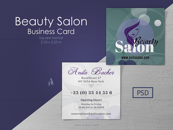 Beauty Salon - Square Business Card in Business Card Templates - product preview 1