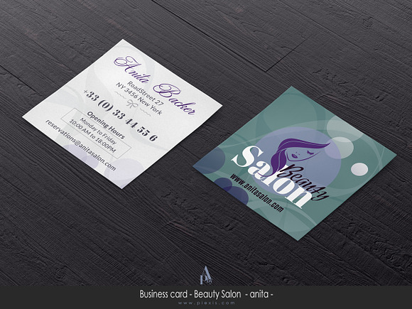 Beauty Salon - Square Business Card in Business Card Templates - product preview 2