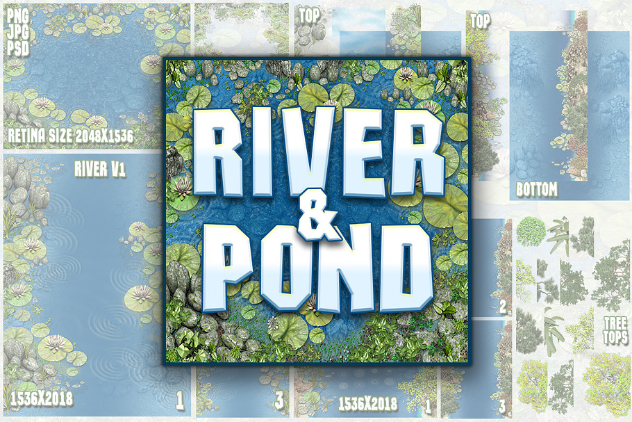 River and Pond Game Backgrounds in Objects - product preview 8