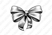 Ribbon Gift Bow Vintage Etching