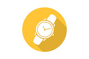 Wristwatch flat design long shadow icon