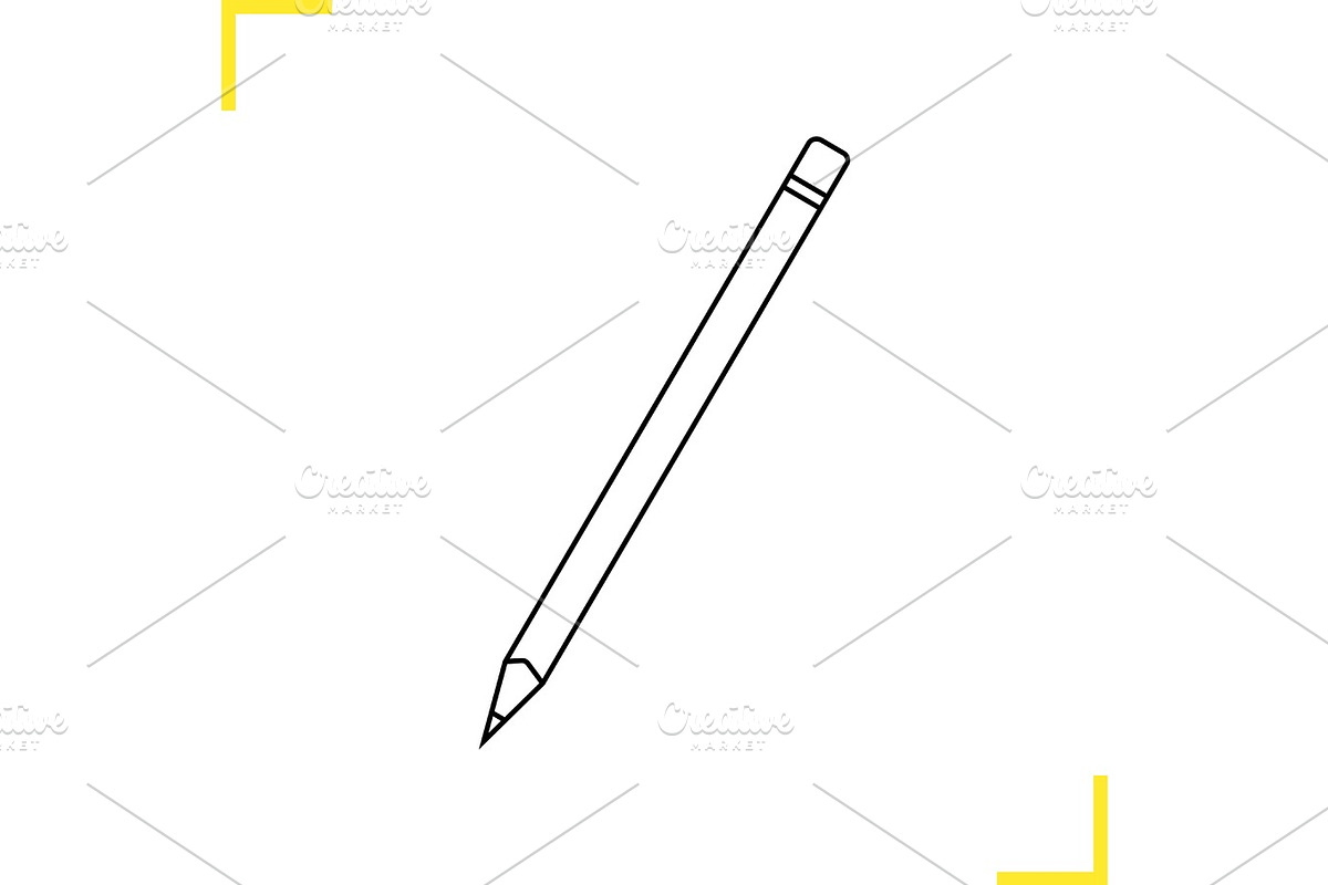Pencil with eraser linear illustration in Graphics - product preview 8