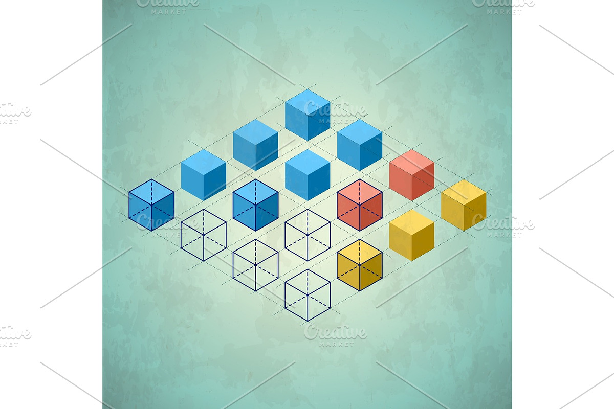 Infographics with cubes. Diamond shaped plane in Illustrations - product preview 8