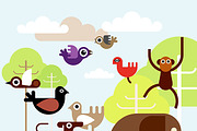 Animals, Fish and Birds vector 