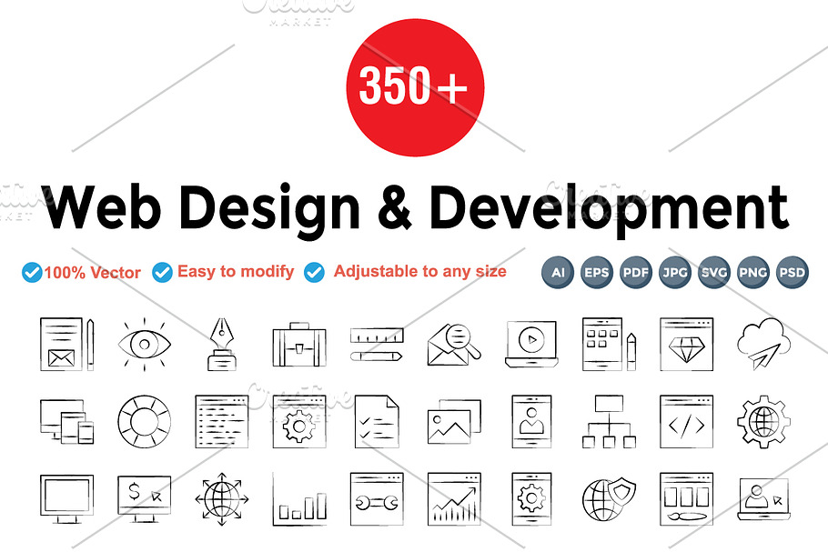 Web Design & Development hand drawn in Icons - product preview 8