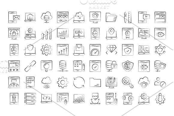 Web Design & Development hand drawn in Icons - product preview 1
