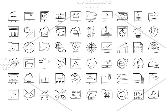 Web Design & Development hand drawn in Icons - product preview 2