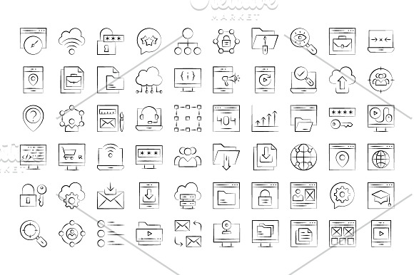 Web Design & Development hand drawn in Icons - product preview 3