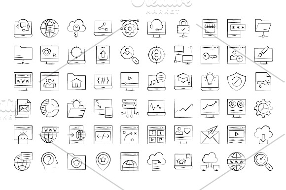 Web Design & Development hand drawn in Icons - product preview 4