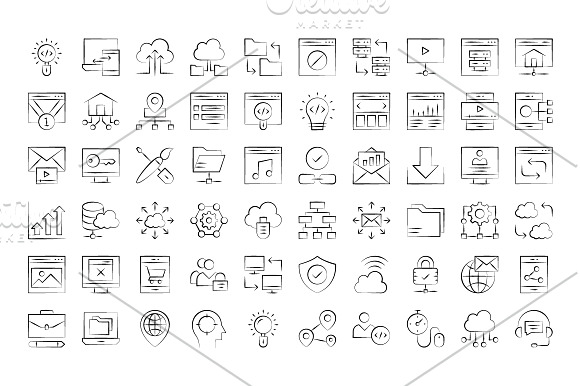 Web Design & Development hand drawn in Icons - product preview 5