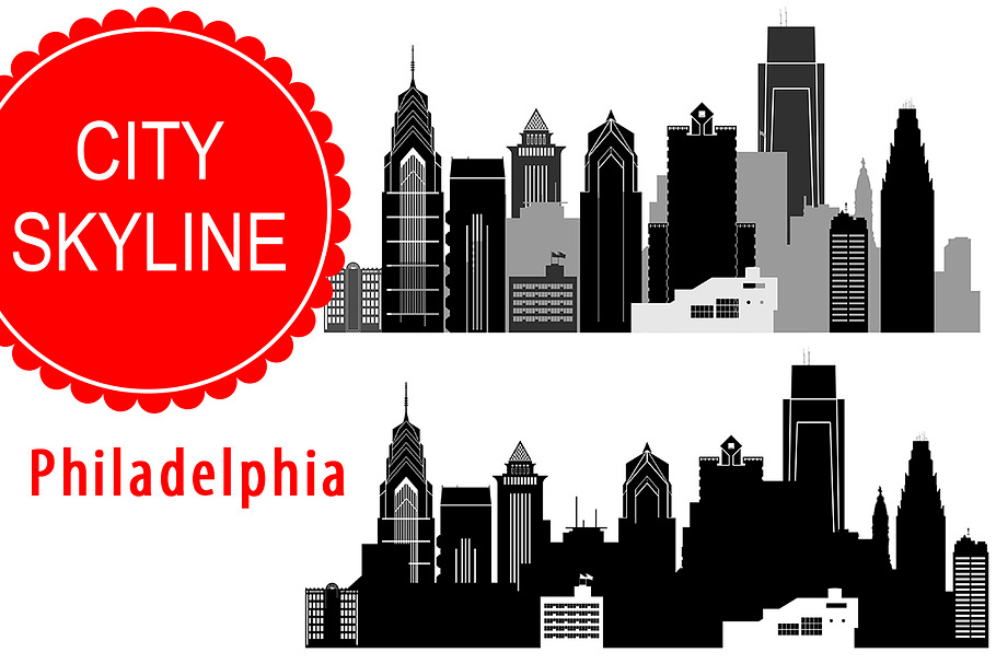 Philadelphia vector skyline in Illustrations - product preview 8