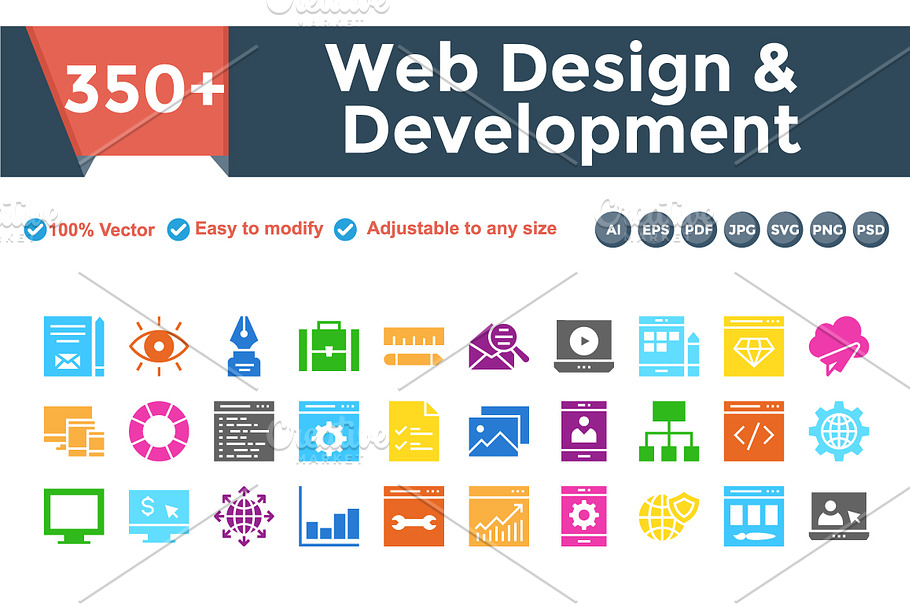Web Design & Development multi color