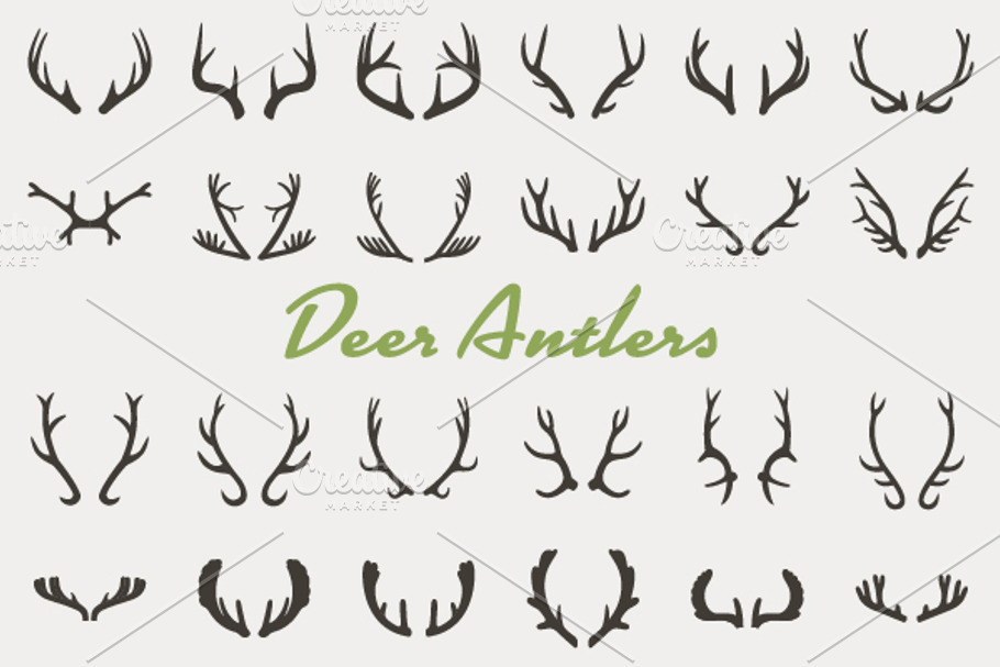 Black silhouettes of antlers in Illustrations - product preview 8