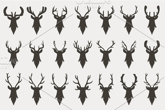 Black silhouettes of antlers in Illustrations - product preview 1