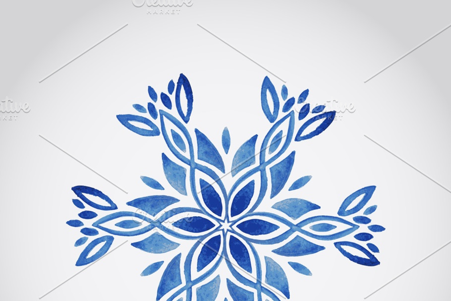Vector Watercolor Snowflake in Textures - product preview 8