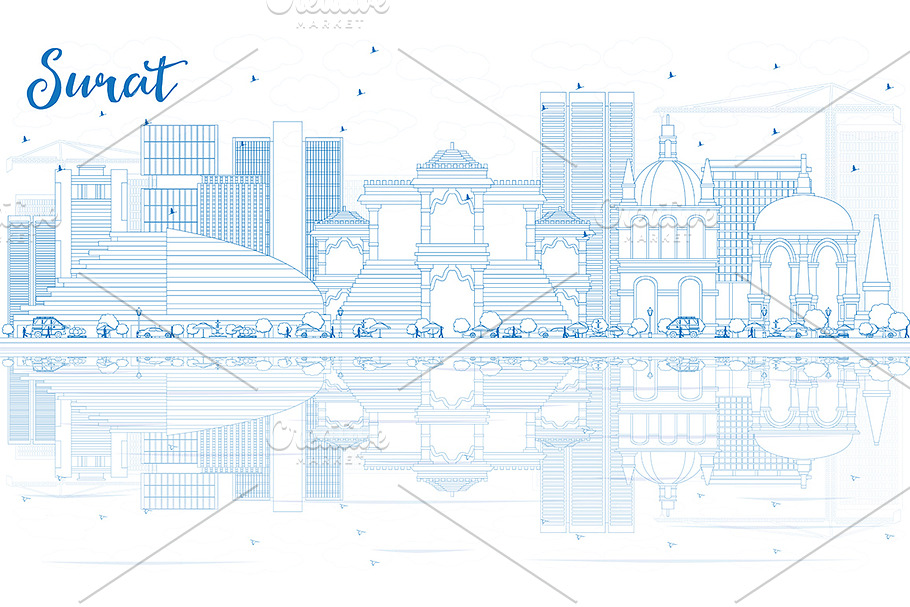 Outline Surat Skyline  in Illustrations - product preview 8