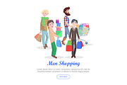 Men Shopping Conceptual Flat Vector Web Banner