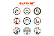 Set of measure equipment premium design stamp icons