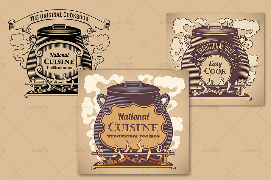 Traditional cuisine labels (3x)