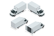 Set of icons truck for transportation cargo. Van for the carriag