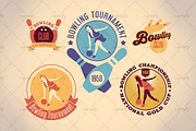 Set of bowling tournamet labels