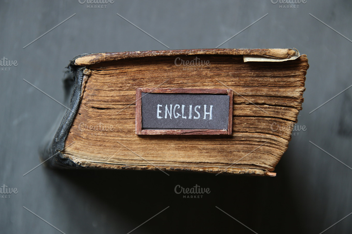 English, tag with the text written in it and book in Graphics - product preview 8
