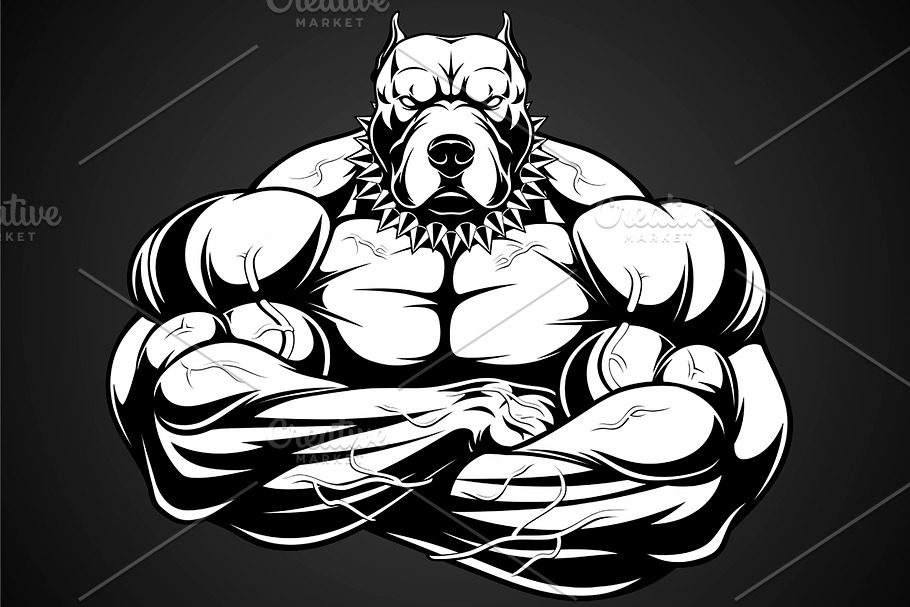 Angry dog bodybuilder in Illustrations - product preview 8