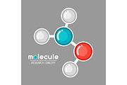 Molecular structure emblem. Research concept in flat style
