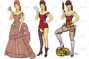 Victorian styled ladies (3x)