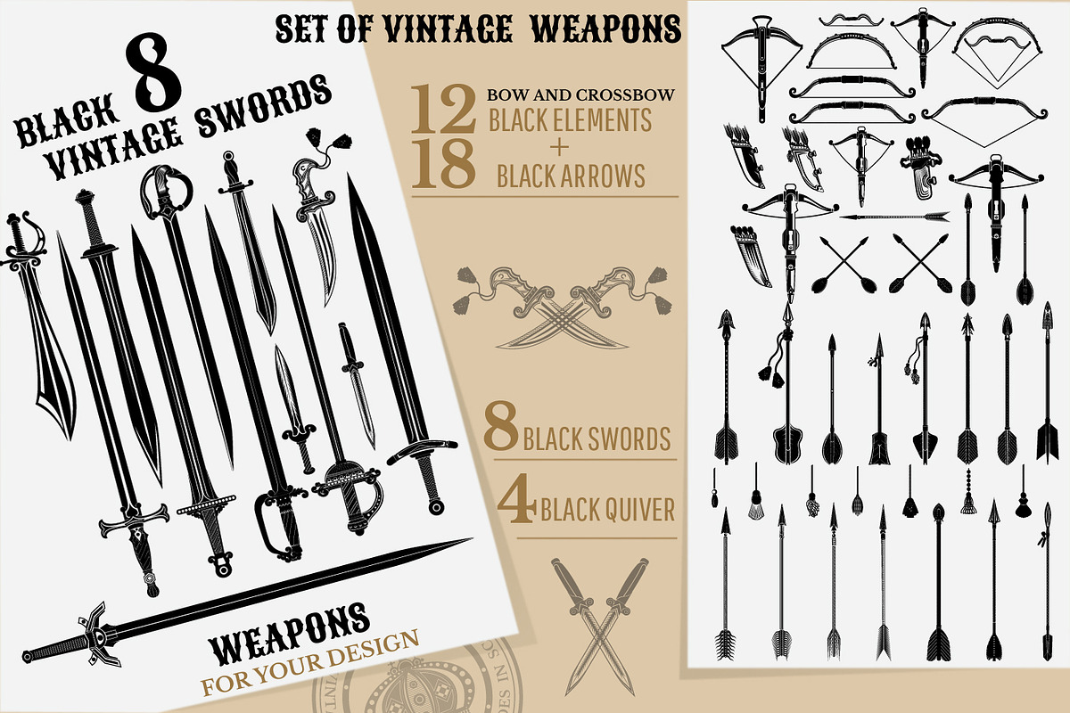 Set of vintage weapons in Objects - product preview 8