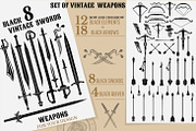 Set of vintage weapons