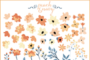 Peach & Navy Floral Graphics Set
