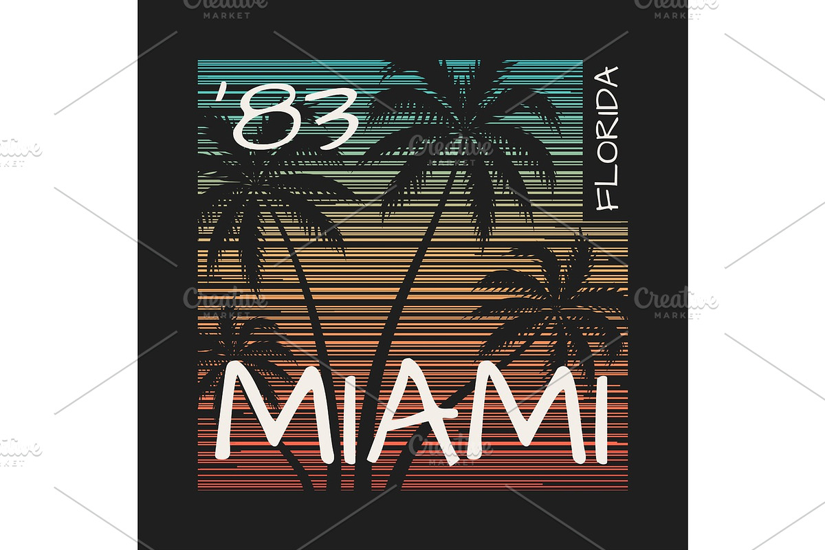 Miami Florida tee print with palm trees in Illustrations - product preview 8