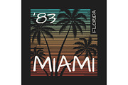 Miami Florida tee print with palm trees