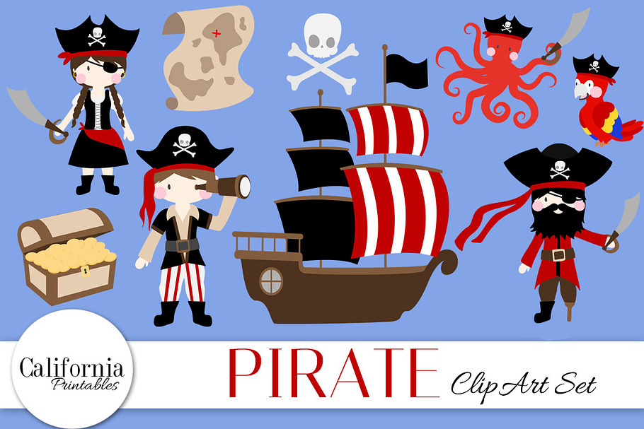 Pirate Clip Art Set in Illustrations - product preview 8