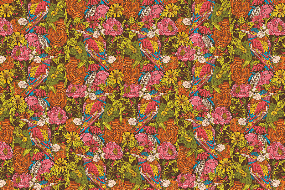 Seamless pattern with humming bird in Patterns - product preview 8