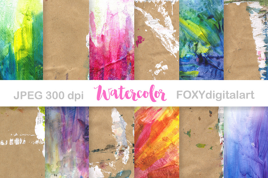 Watercolor Digital Paper Scrapbook in Illustrations - product preview 8