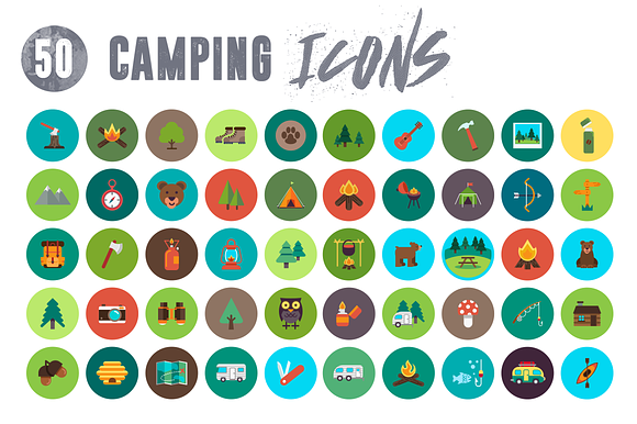 50 Camping Icons in Holiday Icons - product preview 3