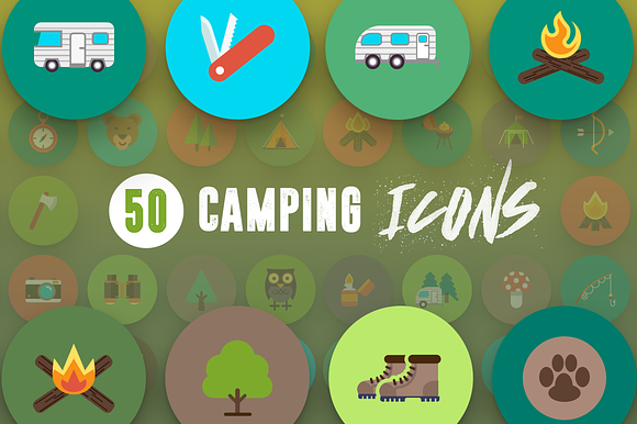 50 Camping Icons in Holiday Icons - product preview 5