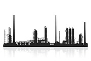 Oil refinery or chemical plant silhouette.