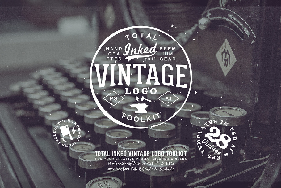 Total Inked Vintage Logo Toolkit in Logo Templates - product preview 8
