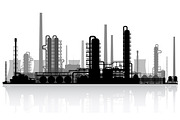 Oil refinery silhouette. Vector.