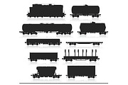 Train and freight wagons vector set