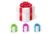 Set of colorful gift boxes with bows