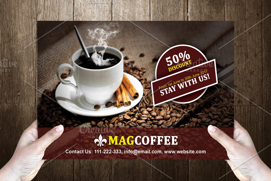 Coffeeco Post Card Template Design in Postcard Templates - product preview 8